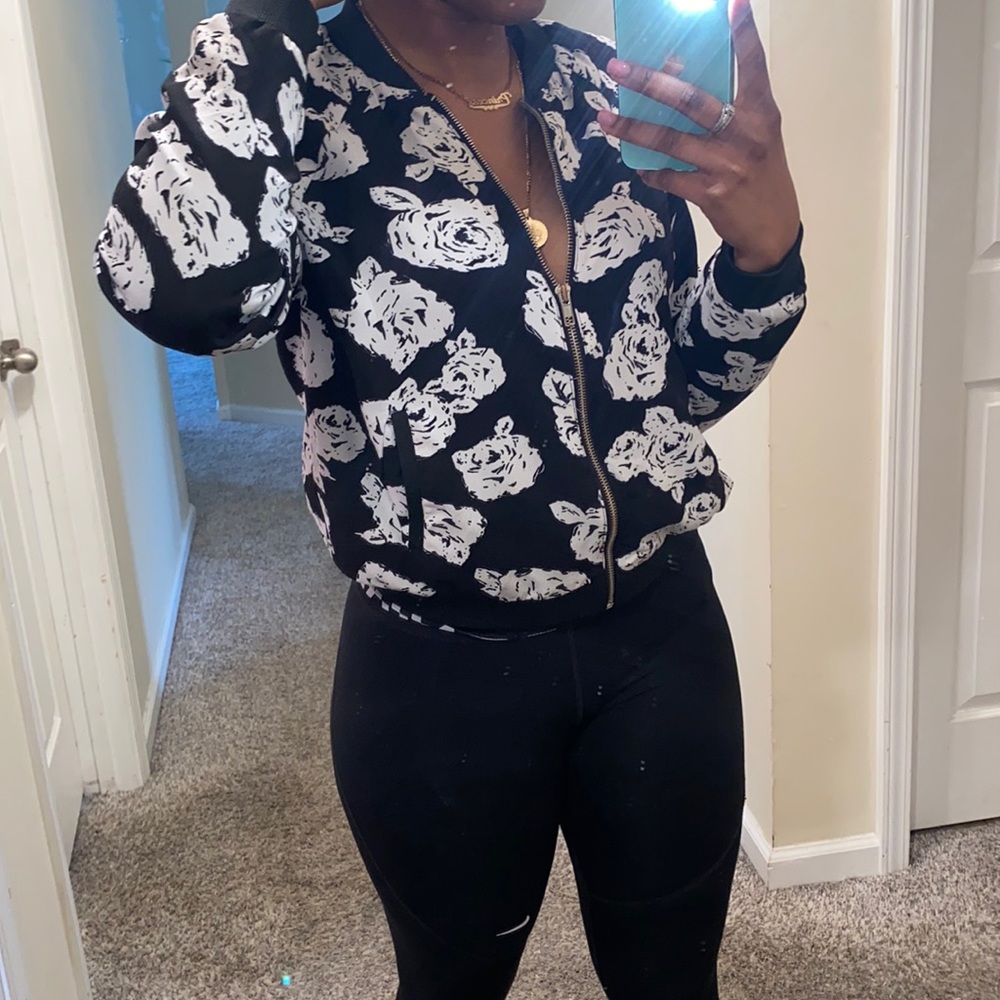 black and white flower jacket